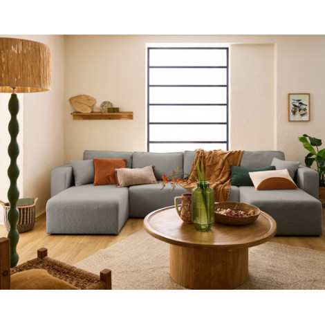 Topaze - canapé panoramique en U - 7 places - convertible avec coffre - en tissu bouclette|Canape|BestMobilier