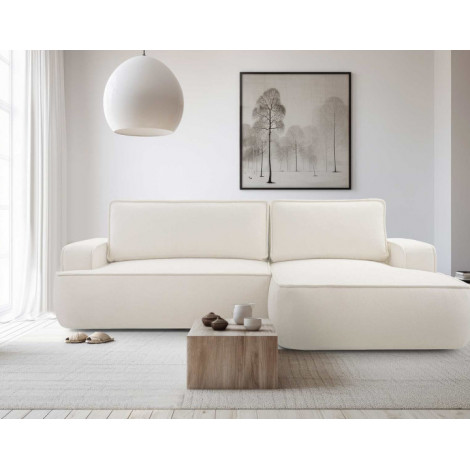 Nessino - canapé d'angle droit 4 places - convertible avec coffre - en tissu texturé|Canape|BestMobilier