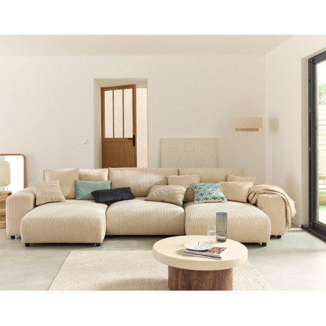 Garance - canapé panoramique en U - 7 places - en velours côtelé|Canape|BestMobilier