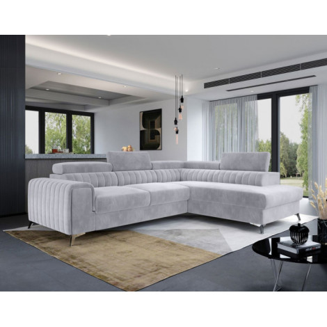 Talisay - canapé d'angle droit - 5 places - convertible avec coffre - en velours|Canape|BestMobilier