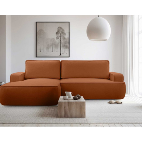 Nessino - canapé d'angle gauche 4 places - convertible avec coffre - en tissu texturé|Canape|BestMobilier