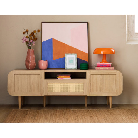 Mathilde - meuble TV - bois et cannage - 160 cm|Meuble TV|BestMobilier