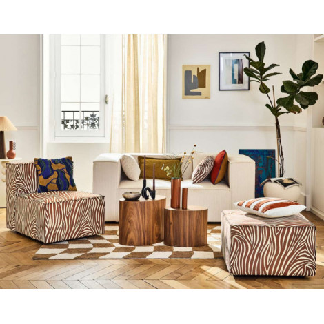 Arty - pouf zèbre en velours|Banquettes / Bancs / Poufs|BestMobilier