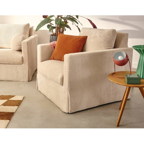 Serena - fauteuil déhoussable en velours côtelé|Fauteuil / Chauffeuse|BestMobilier