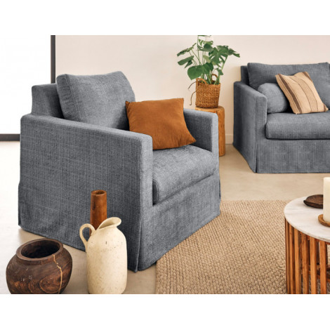 Serena - fauteuil déhoussable en velours texturé|Fauteuil / Chauffeuse|BestMobilier