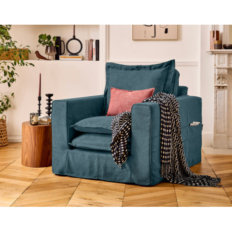 Rico - fauteuil déhoussable avec poches en tissu|Canape|BestMobilier