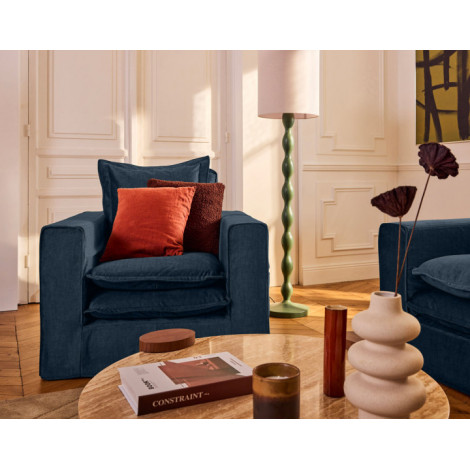 Rico - fauteuil déhoussable avec poches en velours|Canape|BestMobilier