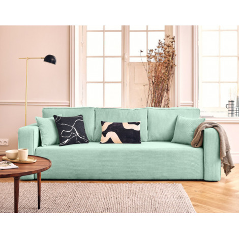 Topaze - canapé droit 3 places convertible avec coffre en velours texturé|Canape|BestMobilier
