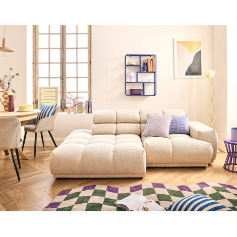 Matera - canapé d'angle gauche 3 places avec têtières réglables en tissu texturé|Canape|BestMobilier