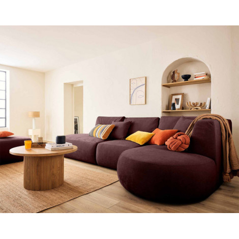 Santorini - canapé modulable d'angle droit + pouf - 5 places - en tissu texturé|Canape|BestMobilier