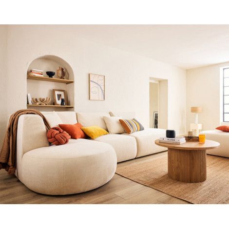 Santorini - canapé modulable d'angle gauche + pouf - 5 places - en tissu texturé|Canape|BestMobilier