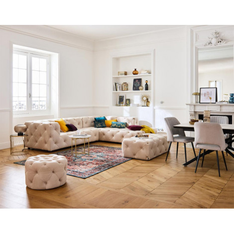 Gallata - canapé Chesterfield d'angle droit - 5 places - en velours|Canape|BestMobilier