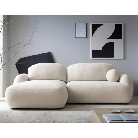 Berenice - canapé d'angle gauche 4 places convertible avec coffre en tissu bouclette|Canape|BestMobilier