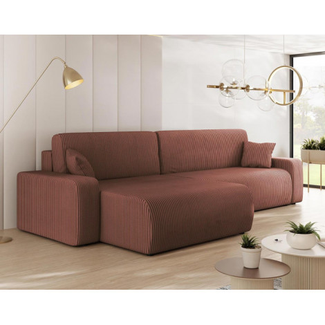 Artemisa - canapé d'angle réversible 5 places convertible avec coffre en velours côtelé|Canape|BestMobilier