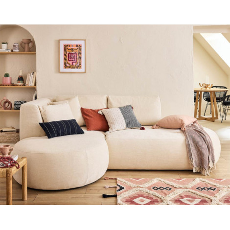 Santorini - canapé modulable d'angle gauche + pouf - 4 places - en tissu texturé|Canape|BestMobilier