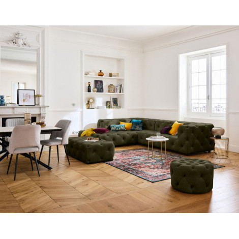 Gallata - canapé Chesterfield d'angle gauche - 5 places - en velours|Canape|BestMobilier
