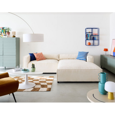 Ela - canapé d'angle droit 4 places - en tissu velours relief|Canape|BestMobilier