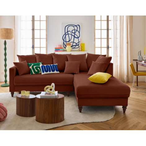 Flamingo - canapé d'angle droit 4 places convertible en velours|Canape|BestMobilier