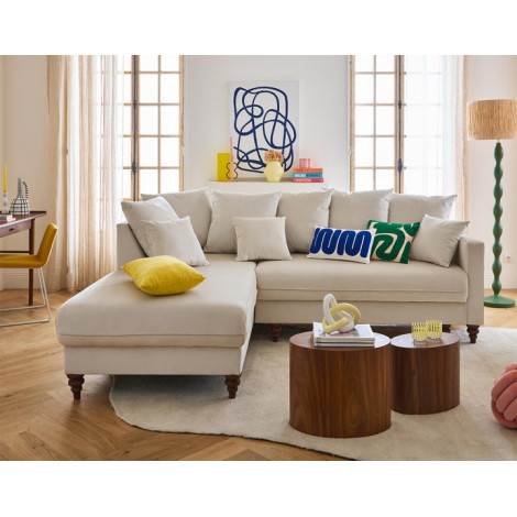 Flamingo - canapé d'angle gauche 4 places convertible en velours|Canape|BestMobilier