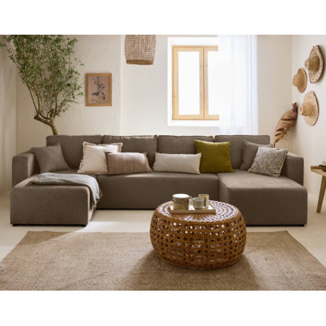 Topaze - canapé panoramique en U - 7 places - convertible avec coffre - en tissu velours relief|Canape|BestMobilier