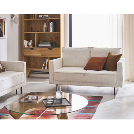 Charlie - canapé droit 2 places - en tissu velours relief|Canape|BestMobilier