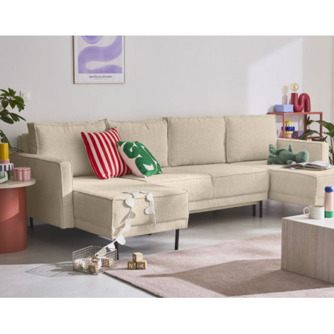 Charlie - canapé panoramique en U 7 places - convertible avec coffre - en tissu velours relief|Canape|BestMobilier