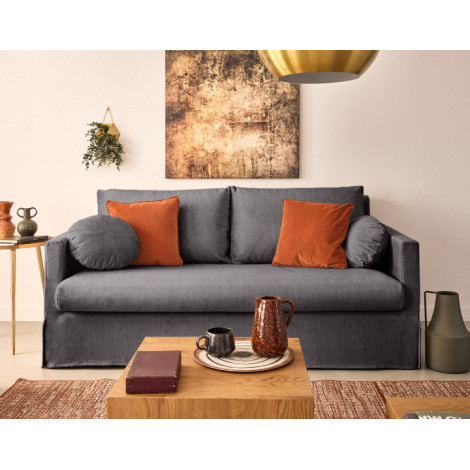 Serena - canapé droit déhoussable 3 places en velours|Canape|BestMobilier