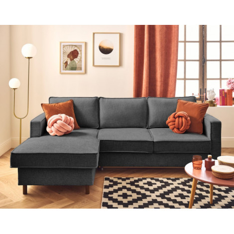 Jake - canapé d'angle gauche 4 places convertible avec coffre en tissu velours relief|Canape|BestMobilier