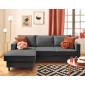 Jake - canapé d'angle gauche 4 places convertible avec coffre en tissu velours relief|Canape|BestMobilier