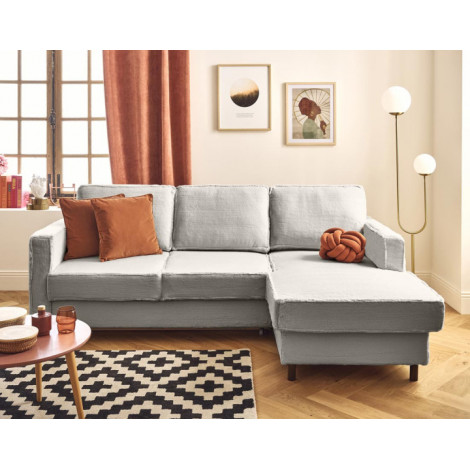 Jake - canapé d'angle droit 4 places convertible avec coffre en fausse fourrure|Canape|BestMobilier