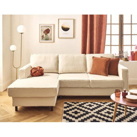 Jake - canapé d'angle gauche 4 places convertible avec coffre en fausse fourrure|Canape|BestMobilier