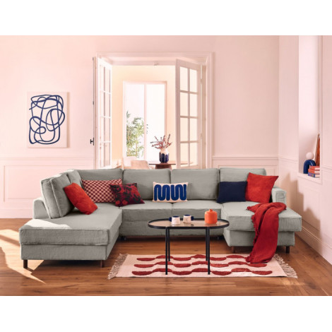 Jake - canapé panoramique d'angle gauche 7 places convertible avec coffre en fausse fourrure|Canape|BestMobilier