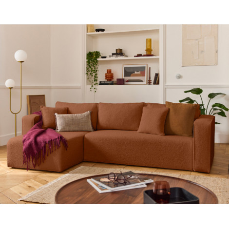 Topaze - canapé d'angle déhoussable réversible 4 places en tissu bouclette|Canape|BestMobilier