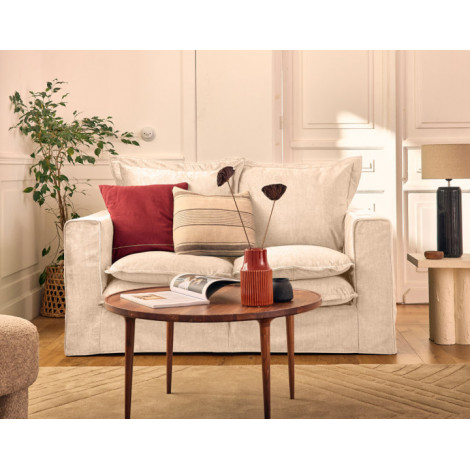Rico - canapé droit déhoussable 2 places avec poches en velours|Canape|BestMobilier