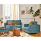 Jake - canapé droit 2 places en tissu velours relief - pieds en bois foncé|Canape|BestMobilier