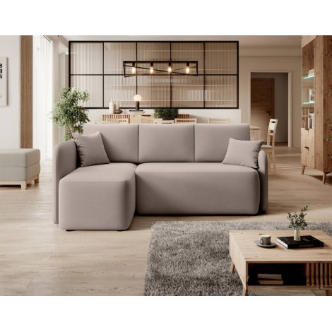 Suzie - canapé d'angle gauche 4 places convertible avec coffre en velours|Canape|BestMobilier