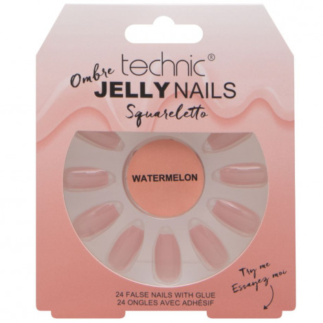 technic - 24 Faux ongles - Jelly nails Ombre squareletto - Watermelon|Ongles|FolieCosmectic