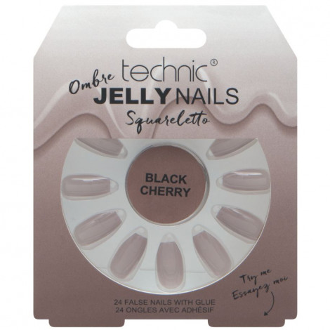 technic - 24 Faux ongles - Jelly nails Ombre squareletto - Black cherry|Ongles|FolieCosmectic