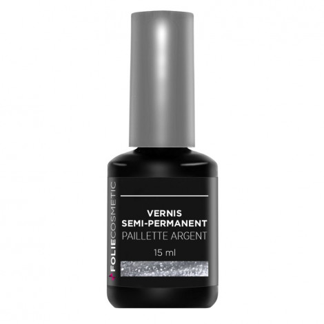 Folie Cosmetic - Vernis semi-permanent paillette argent - 15ml|Ongles|FolieCosmectic