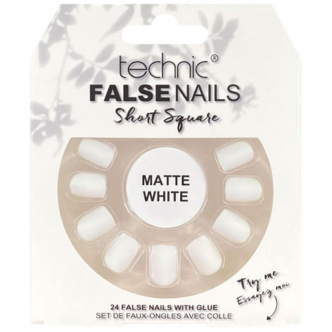 technic - Faux ongles Short square - Matte white|Ongles|FolieCosmectic