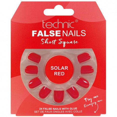 technic - Faux ongles Short square - Solar red|Ongles|FolieCosmectic