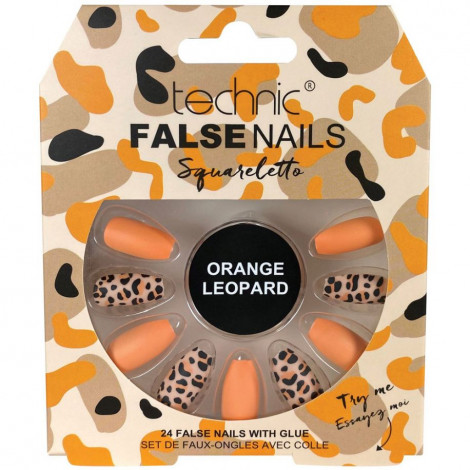 technic - Faux ongles squareletto - Orange léopard|Ongles|FolieCosmectic