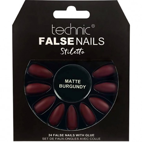 technic - Faux ongles Stiletto - Matte Burgundy|Ongles|FolieCosmectic