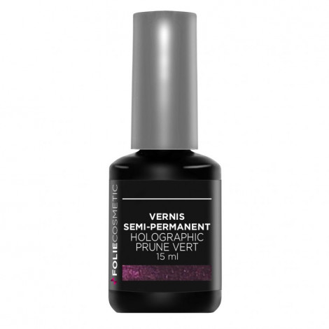 Folie Cosmetic - Vernis Semi-permanent- Holographic Prune vert - 15 ml|Ongles|FolieCosmectic