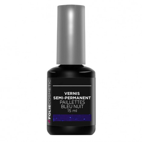 Folie Cosmetic - Vernis Semi-permanent- Paillettes Bleu nuit - 15 ml|Ongles|FolieCosmectic