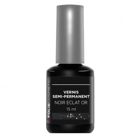 Folie Cosmetic - Vernis Semi-permanent- Noir Eclat or - 15ml|Ongles|FolieCosmectic