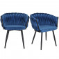 Lot de 2 chaises en velours tressé doux bleu nuit pieds métal - BOWI 2|Chaise|Meuble et moi