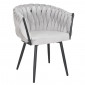 Chaise en velours tressé doux gris clair avec pieds métal - BOWI 2|Chaise|Meuble et moi