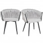 Lot de 2 chaises en velours tressé gris clair et pieds métal - BOWI 2|Chaise|Meuble et moi