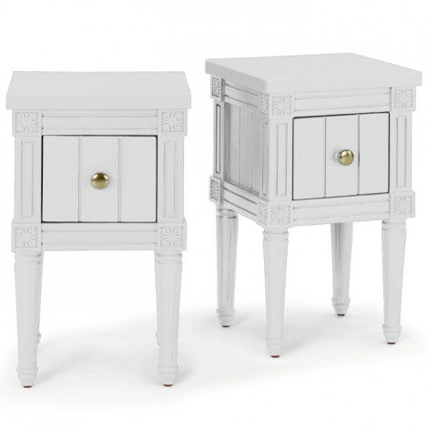 Lot de 2 Tables de Chevet "Franky" 58cm Blanc|Chevet|Paris Prix